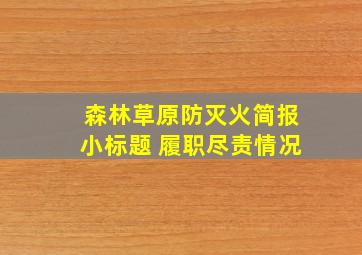 森林草原防灭火简报小标题 履职尽责情况